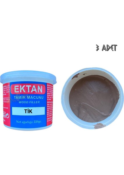 Masif ve Ahşap Tamir Macunu Tik 220 Gr. - 3 Adet