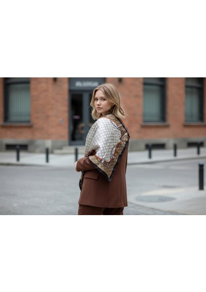 Zincir Desenli Renkli Fular 90 x 90 modelleri