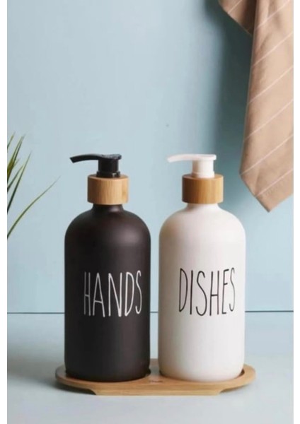2li Bambu Standlı Siyah-Beyaz Sıvı Sabunluk 500 ml modelleri