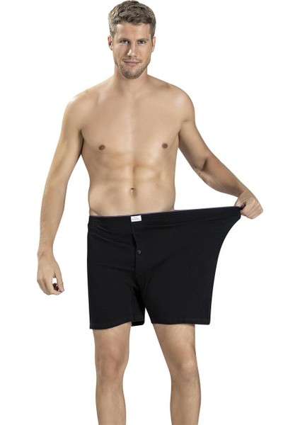 Erkek 6'lı Düğme Detaylı Havlu Bel Siyah Beyaz Gri (3 Renk Tek Paket) Battal Boxer fiyatları