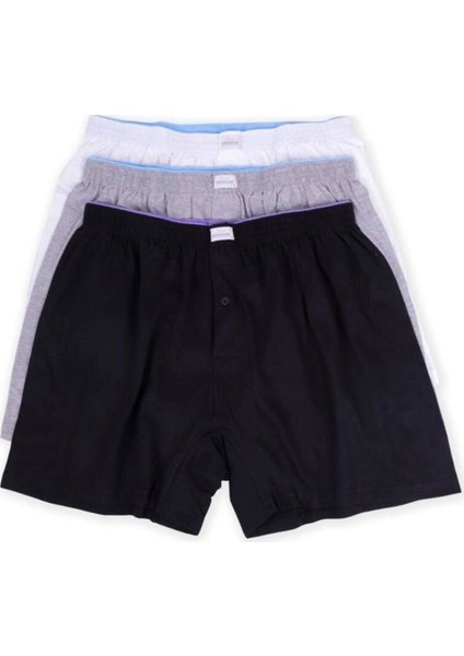 Erkek 6'lı Düğme Detaylı Havlu Bel Siyah Beyaz Gri (3 Renk Tek Paket) Battal Boxer fırsatları