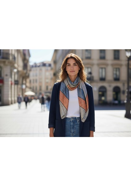 Renkli Desenli Fular 90 x 90 modelleri