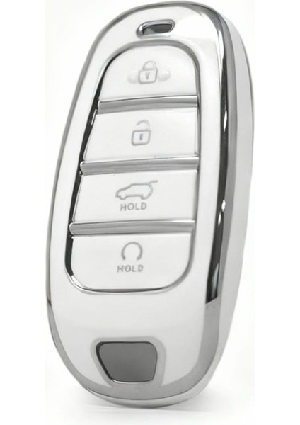 Hyundai 2021–2024 Yeni Tucson & Santa Fe Uyumlu Anahtar Kılıfı – Beyaz & Gümüş modelleri