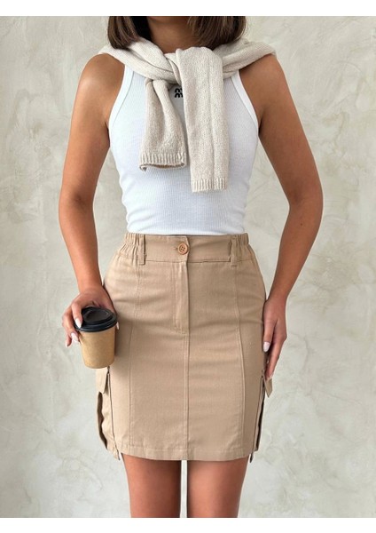 Kargo Cep Mini Etek Bej fırsatları