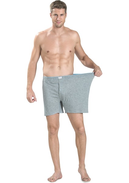 Erkek 3'lü Düğme Detaylı Havlu Bel Siyah Beyaz Gri (3 Renk Tek Paket) Battal Boxer