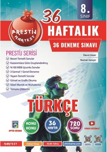 Nartest 8.sınıf (Lgs) Türkçe 36 Haftalık Deneme ve Ankara Güçlendiren Soru Bankası + 1 Deneme Hediye fiyatları