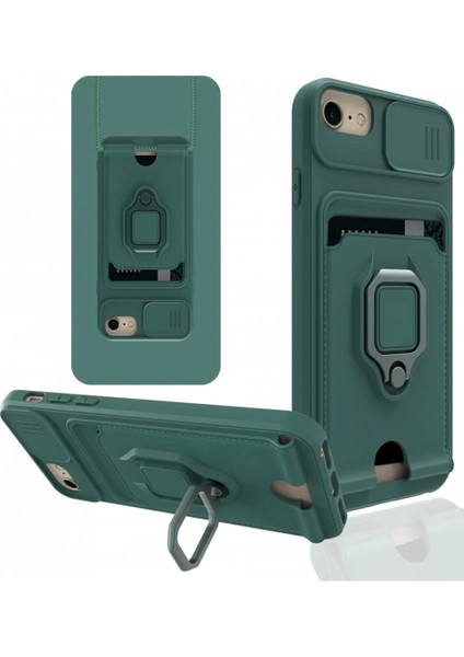 Ieg iPhone 6 Kılıf Zuma Kartvizitli Yüzüklü Silikon - Yeşil