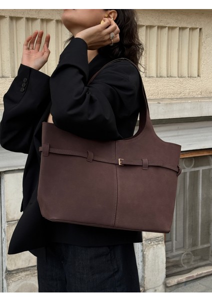 Ilot.ıstanbul | Büyük Boy Kemer Tokalı Süet Görünümlü Tote Çanta Ofis ve Iş Omuz Çantası modelleri