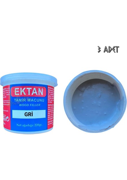 Masif ve Ahşap Tamir Macunu Gri 220 Gr. - 3 Adet