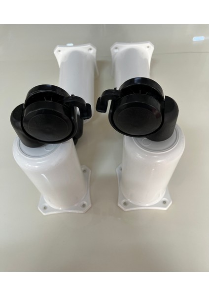 Tekerlekli Frenli Kilitli Sihirli Sehpa Ayağı Lüx 20 cm 4 Adet Bohem Ayak 360 Derece Beyaz modelleri