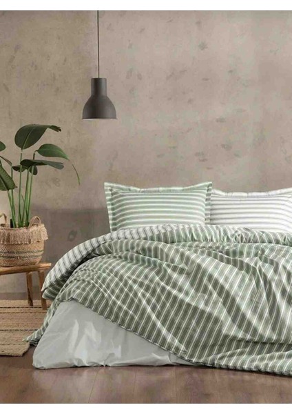 Tek Kişilik (Çarşafı Lastikli) Nevresim Takımı Trioline Yeşil
