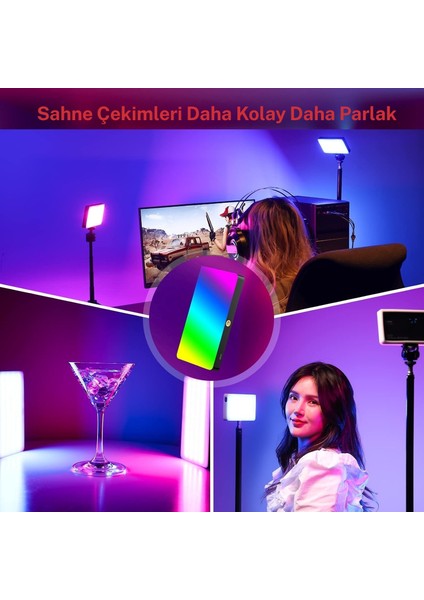 Video Fotoğraf Dolgu Işığı RGB-CL120 LED 9000K LCD Ekran 20 Efekt Dslr Vlog Canlı Yayın