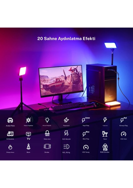 Video Fotoğraf Dolgu Işığı RGB-CL120 LED 9000K LCD Ekran 20 Efekt Dslr Vlog Canlı Yayın fırsatları