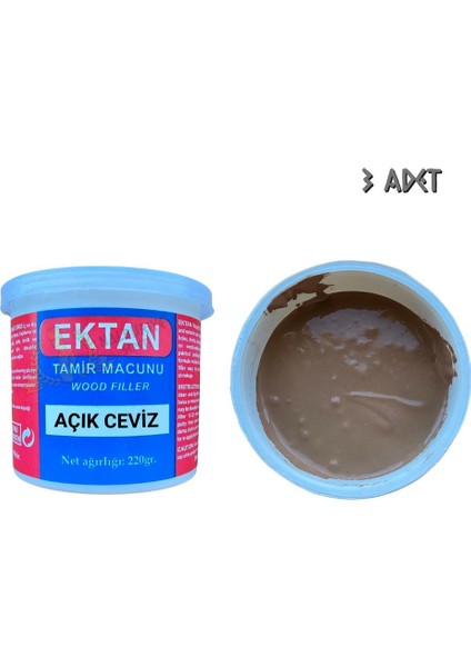 Masif ve Ahşap Tamir Macunu Açık Ceviz 220 Gr. - 3 Adet