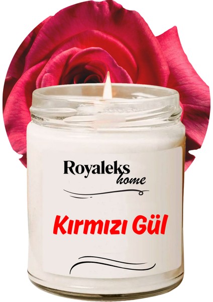 Doğal Özel Seri Kokulu Dekoratif Kavanoz Mum 210 cc - Kırmızı Gül Esansı - Ryl