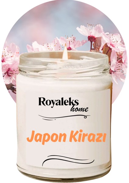Doğal Özel Seri Kokulu Dekoratif Kavanoz Mum 210 cc - Japon Kirazı Esansı - Ryl