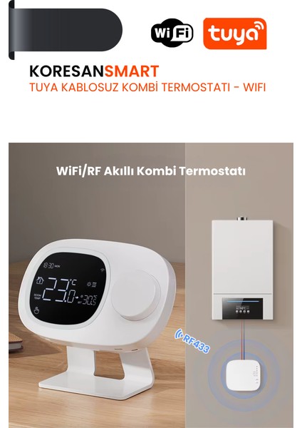 Tuya Kablosuz Kombi Termostatı Wifi - RF bağlantılı modelleri