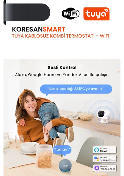 Tuya Kablosuz Kombi Termostatı Wifi - RF bağlantılı indirimleri