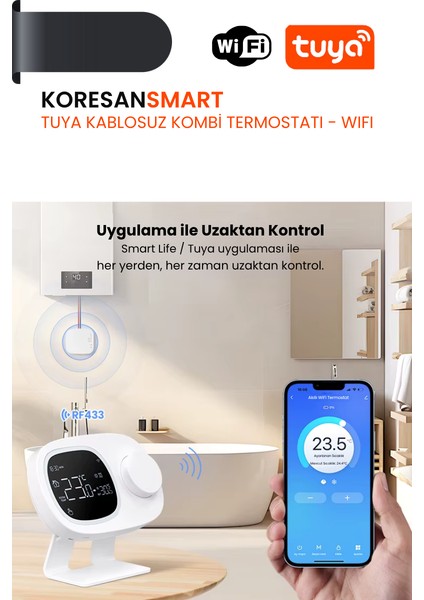 Tuya Kablosuz Kombi Termostatı Wifi - RF bağlantılı