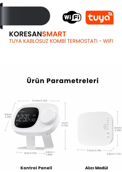 Tuya Kablosuz Kombi Termostatı Wifi - RF bağlantılı