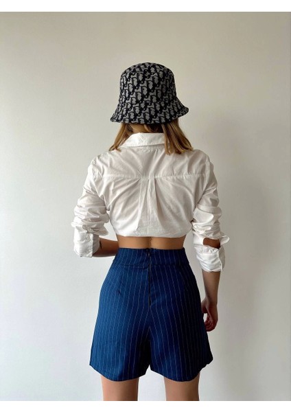 Zincir Detaylı Çizgili Şort Etek Laci modelleri