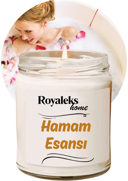 Doğal Özel Seri Kokulu Dekoratif Kavanoz Mum 210 cc - Hamam Esansı - Ryl