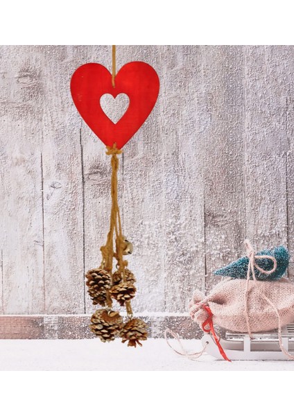 Yılbaşı Dekoru Naturel Sarkıt Süs Ağaç ve Kapı Süsü Kırmızı Kalp