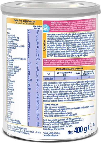 Sma Comfort 3 Devam Sütü 1-3 Yaş 400 gr modelleri