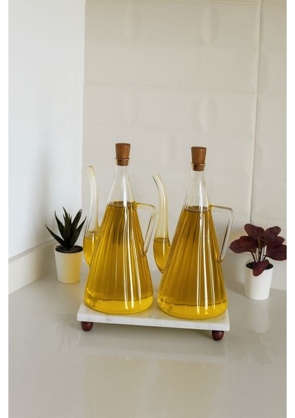 Mermer Stantlı 2'li Glazzy Çizgili Tasarım Yağlık & Sosluk 500 ml fiyatları