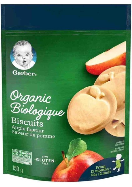 Organic Biscuits Apple Organik Bebek Bisküvisi Elmalı 12 Ay 150 gr