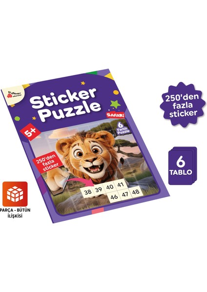 Sticker Puzzle - Safari, Çıkartmalı Yapboz Etkinlik kitabı modelleri