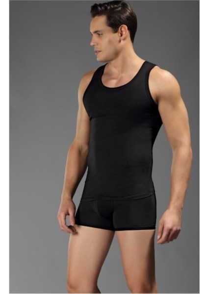 Erkek Tekli Siyah Micro Modal Askılı Likralı Atlet