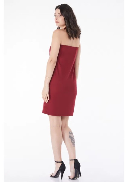 Bağcık Detaylı Bordo Abiye Elbise fırsatları