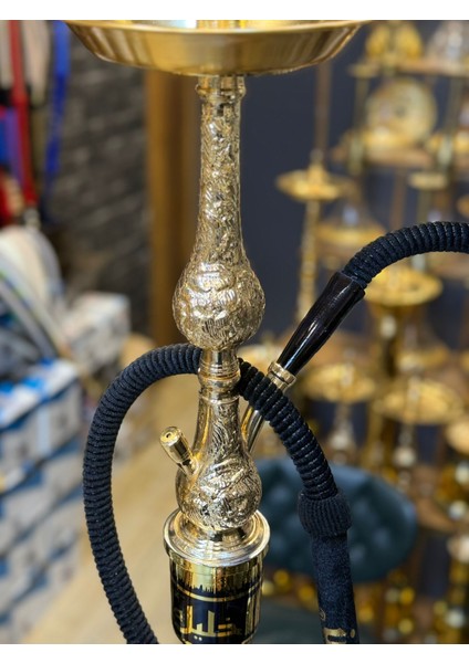 Khalil Mamoun Mısırlı Nargile Takımı Döküm Şık Tasarım Altın Renk fırsatları