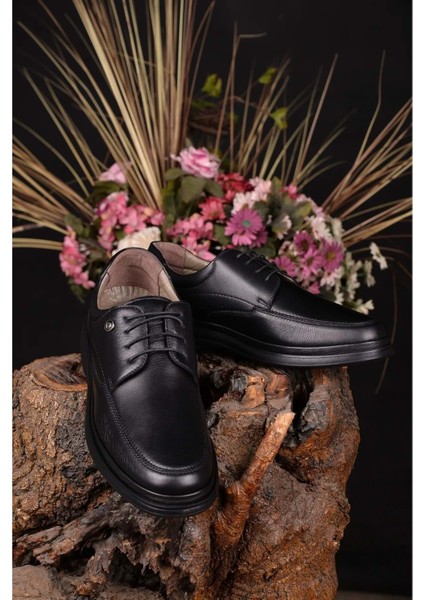 14601 Hakiki Deri Ortopedik Erkek Casual Ayakkabı Siyah 45