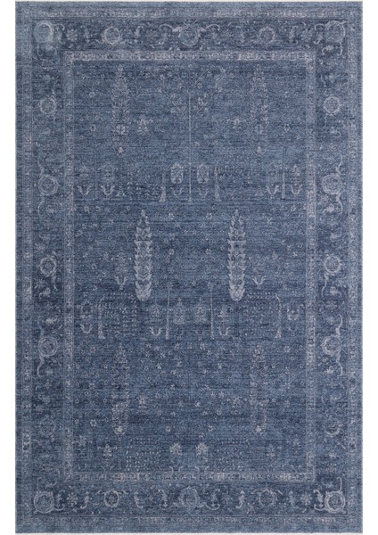 Harmoni 03 Navy Vintage Eskitme Desenli Yumuşak Dokulu Şık Mutfak Koridor Salon Halısı