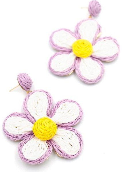 Kumaş Papatya Küpe - Mor fiyatları