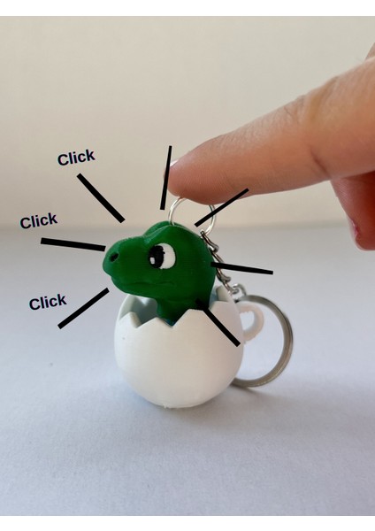 - Yumurtadan Çıkan Dinozor Click Anahtarlık – Sevimli Fidget Toy, 3D Baskı, Dayanıklı