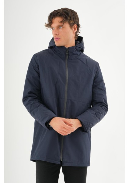 Erkek Regular Fit Kapüşonlu Fermuarlı Çok Cepli Kışlık Klasik Mont