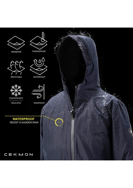 Erkek Regular Fit Kapüşonlu Fermuarlı Çok Cepli Kışlık Klasik Mont