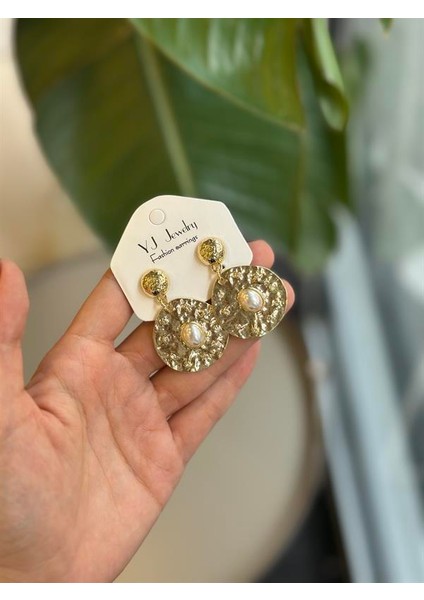 Taşlı Küpe - Altın