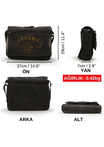 8128 Salaş Kanvas Omuz Postacı Koyu Kahverengi 15.6" Laptop Okul Seyahat Günlük Vintage Pamuk Çanta fiyatları