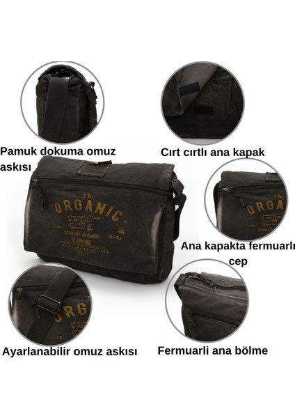 8128 Salaş Kanvas Omuz Postacı Koyu Kahverengi 15.6" Laptop Okul Seyahat Günlük Vintage Pamuk Çanta fırsatları