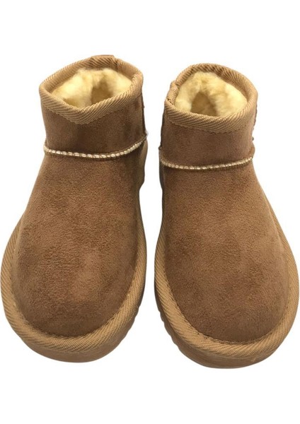 Kız Çocuk Taba Kalın Poli Taban Içi Kürklü Süet Görünümlü Mini Bot fırsatları