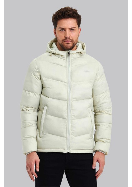 1005 Elyaf Dolgulu Kapüşonlu Erkek Mont – Kırık Beyaz