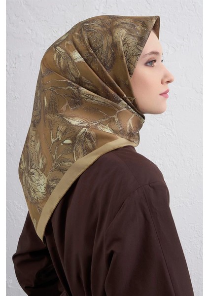 Çiçek Desenli Twill Ipek Eşarp -2025/2026 -9409D 06 modelleri
