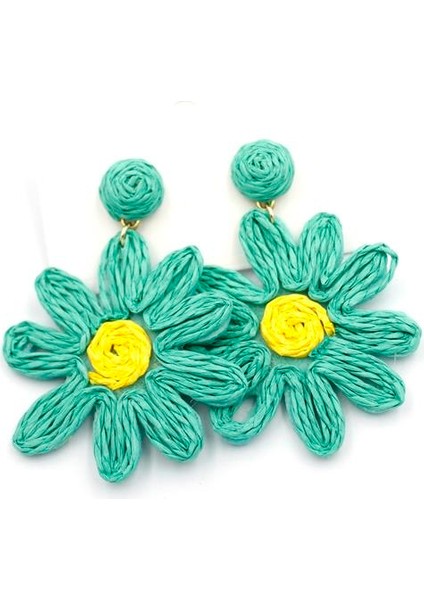 Papatya Hasır Küpe - Turkuaz fiyatları