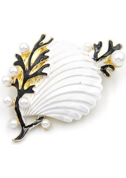Deniz Kabuğu Broş - Beyaz