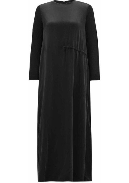 T26K-4012 Mıssdalıda Kolları Triko Bel Büzgülü Elbise