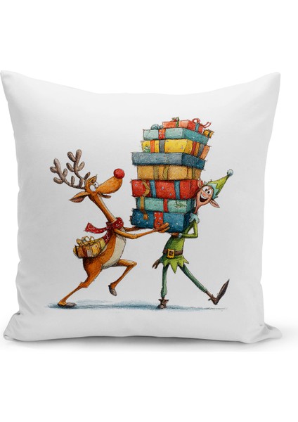 Yılbaşı Serisi Çift Tarafı Dijital Baskılı Kırlent Kılıfı (Christmas Noel Cushion Cover)